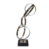 Haren Large Sculpture | Silver Steel Intertwined Rings | Black Marble 23"