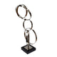 Haren Large Sculpture | Silver Steel Intertwined Rings | Black Marble 23"