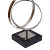 Haren Large Sculpture | Silver Steel Intertwined Rings | Black Marble 23"