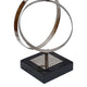 Haren Large Sculpture | Silver Steel Intertwined Rings | Black Marble 23"