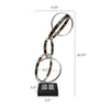 Haren Large Sculpture | Silver Steel Intertwined Rings | Black Marble 23"