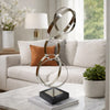 Haren Large Sculpture | Silver Steel Intertwined Rings | Black Marble 23"