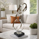 Haren Large Sculpture | Silver Steel Intertwined Rings | Black Marble 23"