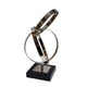Haren Small Sculpture | Silver Steel Intertwined Rings | Black Marble 15"