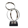 Haren Small Sculpture | Silver Steel Intertwined Rings | Black Marble 15"