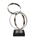 Haren Small Sculpture | Silver Steel Intertwined Rings | Black Marble 15"