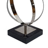Haren Small Sculpture | Silver Steel Intertwined Rings | Black Marble 15"