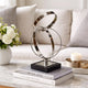 Haren Small Sculpture | Silver Steel Intertwined Rings | Black Marble 15"