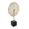 Tabletop Decor | Abstract Coral Statuary | Black Marble | Gold Metal 16"