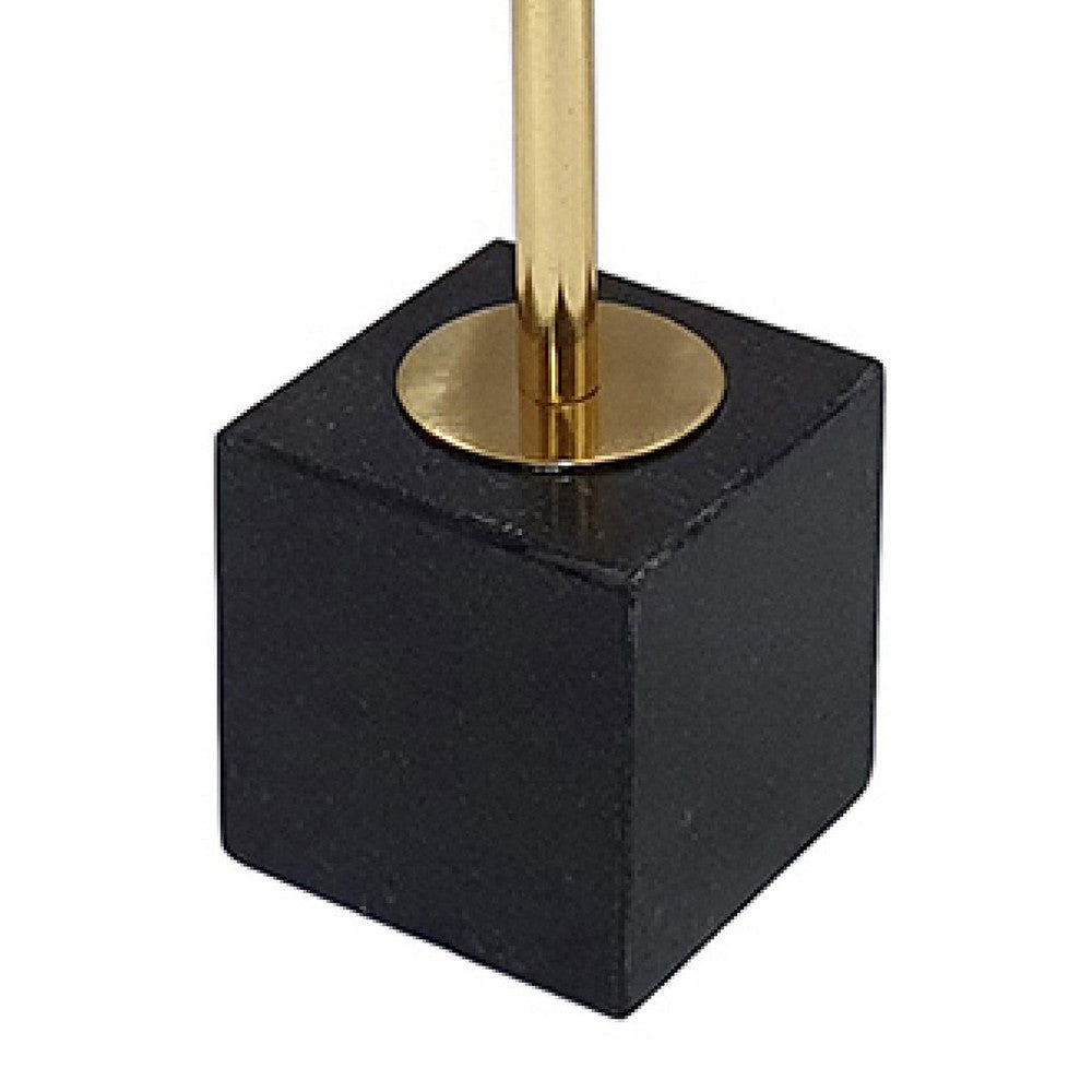 Tabletop Decor | Abstract Coral Statuary | Black Marble | Gold Metal 16"