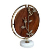 Orion Blossom Sculpture w Marble Base | Brown Wood | Gold Metal 17"