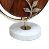 Orion Blossom Sculpture w Marble Base | Brown Wood | Gold Metal 17"