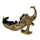 Tabletop Decor | Peacock Sculpture w Bowl Section | Gold and Black 23"