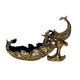 Tabletop Decor | Peacock Sculpture w Bowl Section | Gold and Black 23"