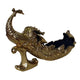 Tabletop Decor | Peacock Sculpture w Bowl Section | Gold and Black 23"