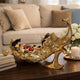 Tabletop Decor | Peacock Sculpture w Bowl Section | Gold and Black 23"