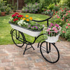 Indoor Outdoor Bicycle Plant Stand w Basket | White | 39" Black Iron