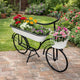 Indoor Outdoor Bicycle Plant Stand w Basket | White | 39" Black Iron