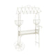 Flower Pushcart Plant Stand | 2 Baskets and Central Tray | White Iron 55"