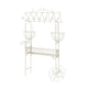 Flower Pushcart Plant Stand | 2 Baskets and Central Tray | White Iron 55"
