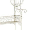 Flower Pushcart Plant Stand | 2 Baskets and Central Tray | White Iron 55"