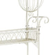 Flower Pushcart Plant Stand | 2 Baskets and Central Tray | White Iron 55"