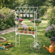 Flower Pushcart Plant Stand | 2 Baskets and Central Tray | White Iron 55"