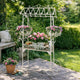 Flower Pushcart Plant Stand | 2 Baskets and Central Tray | White Iron 55"