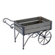 Trolley Cart Plant Stand | Vintage Style | Gray Wood | Black Metal | 24"
