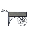 Trolley Cart Plant Stand | Vintage Style | Gray Wood | Black Metal | 24"