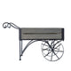 Trolley Cart Plant Stand | Vintage Style | Gray Wood | Black Metal | 24"