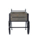 Trolley Cart Plant Stand | Vintage Style | Gray Wood | Black Metal | 24"