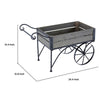 Trolley Cart Plant Stand | Vintage Style | Gray Wood | Black Metal | 24"