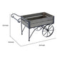 Trolley Cart Plant Stand | Vintage Style | Gray Wood | Black Metal | 24"