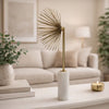 Nian Sunburst Statuary w White Marble Base | Gold Metal Spokes | 23"