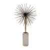 Nian Sunburst Statuary w White Marble Base | Gold Metal Spokes | 18"
