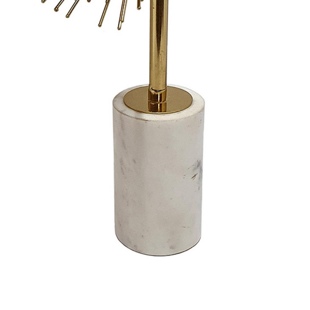 Nian Sunburst Statuary w White Marble Base | Gold Metal Spokes | 14"
