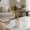 Nian Sunburst Statuary w White Marble Base | Gold Metal Spokes | 14"