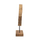 Upin Organic Art Sculpture on Base | Brown Wood Black Metal | 18"
