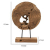 Upin Organic Art Sculpture on Base | Brown Wood Black Metal | 18"