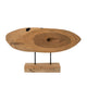 Upin Abstract Oval Sculpture on Base | Brown Wood Black Metal | 16"