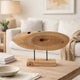 Upin Abstract Oval Sculpture on Base | Brown Wood Black Metal | 16"