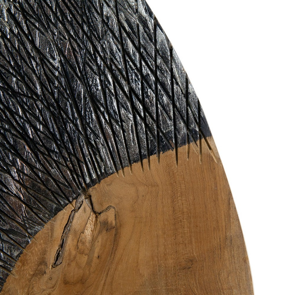 Upin Abstract Wing Sculpture on Base | Brown Wood | Black Metal | 16"