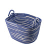 Benny Oval Baskets Set of 2 | Striped Pattern | Blue-White Cotton 20 18"