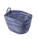 Benny Oval Baskets Set of 2 | Striped Pattern | Blue-White Cotton 20 18"