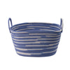 Benny Oval Baskets Set of 2 | Striped Pattern | Blue-White Cotton 20 18"