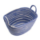 Benny Oval Baskets Set of 2 | Striped Pattern | Blue-White Cotton 20 18"