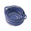 Tex Baskets with Integrated Handles Set of 3 | Blue-White Cotton 10 9 8"