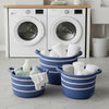 Tex Baskets with Integrated Handles Set of 3 | Blue-White Cotton 10 9 8"