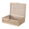 Alvin Decorative Storage Box | Slatted Design | Brown Bamboo-Wood 19"